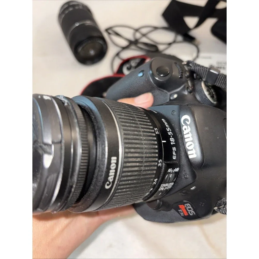 Canon Rebel T3i EOS 600D Digital SLR Camera 18-55mm 55-250mm Lenses Bag Manual